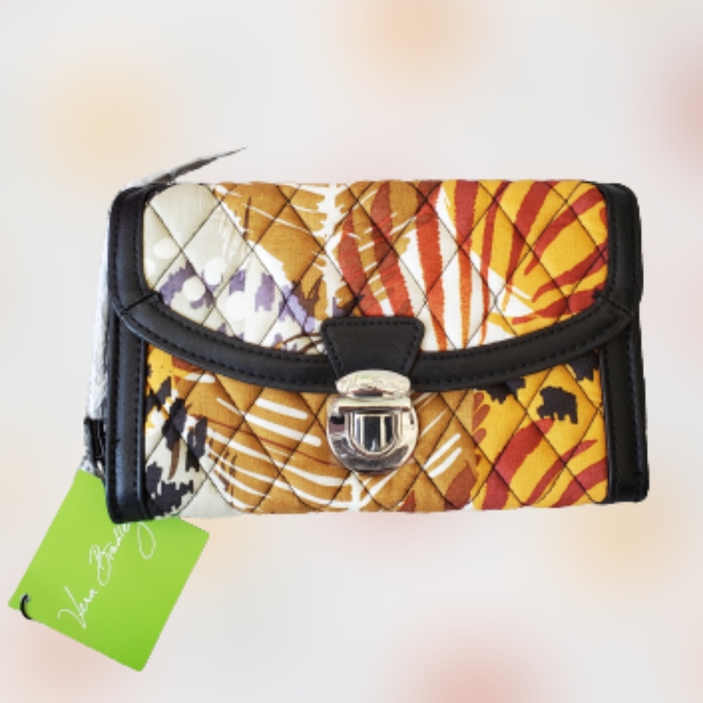 Vera Bradley printed quilted pushlock zip around wristlet, yellow…